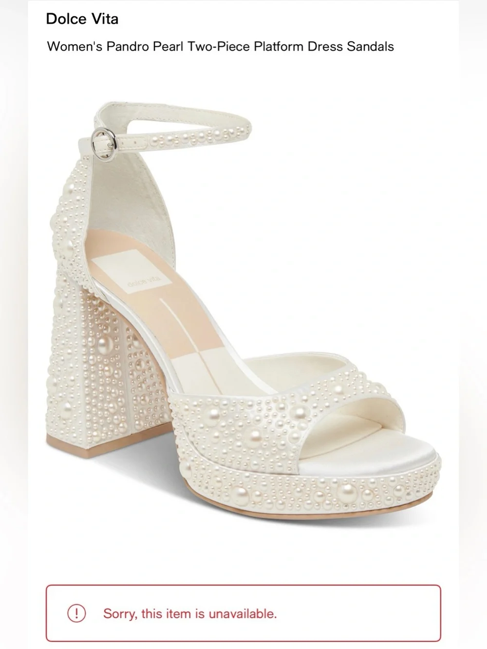 DOLCE VITA Pandro Pearl Heels in True White Satin
